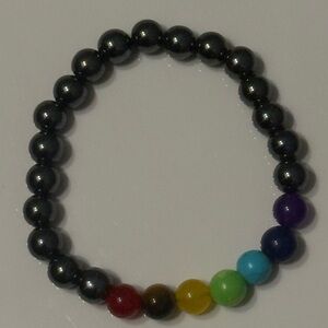Hematite Seven Chakra Beaded Bracelet